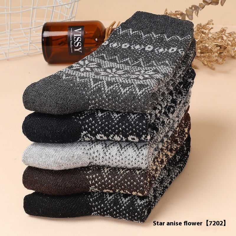 Retro Thick Line Men's Socks Warm (5 or 10 Pairs)