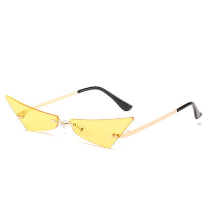 Sunglasses with yellow lenses and black frames on a white background