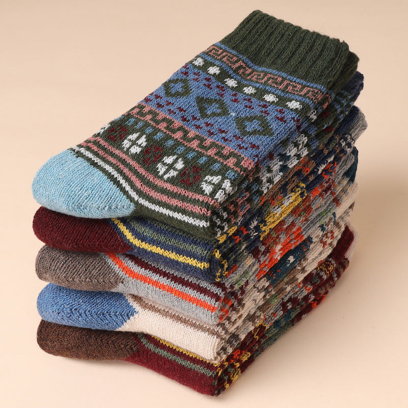 Retro Thick Line Men's Socks Warm (5 or 10 Pairs)