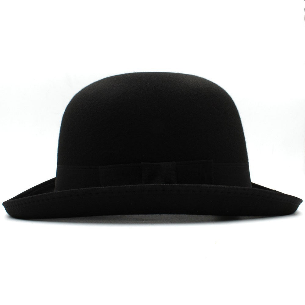 Black fedora hat on a white background