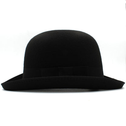 Black fedora hat on a white background
