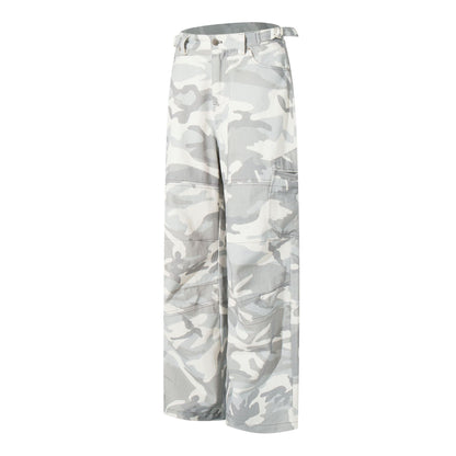 White camouflage pants on a white background