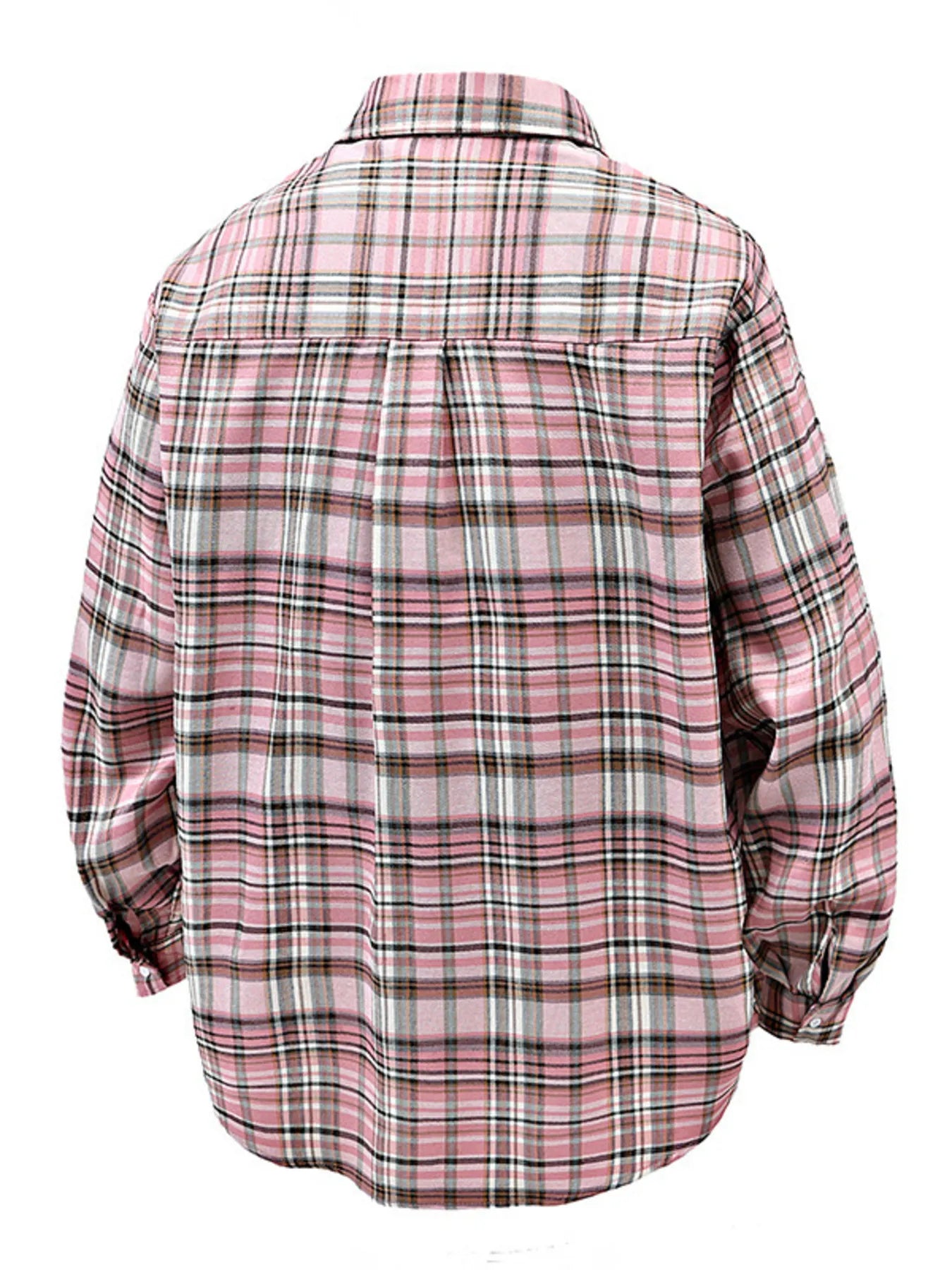 Pink and white plaid shirt on a white background