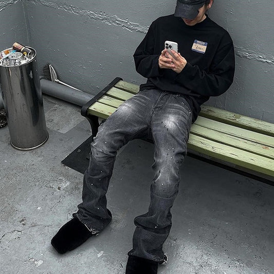 Men's Washed Splash-ink Jeans