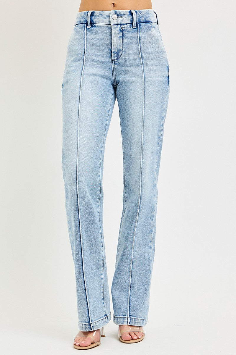 Light blue jeans on a white background
