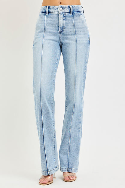 Light blue jeans on a white background