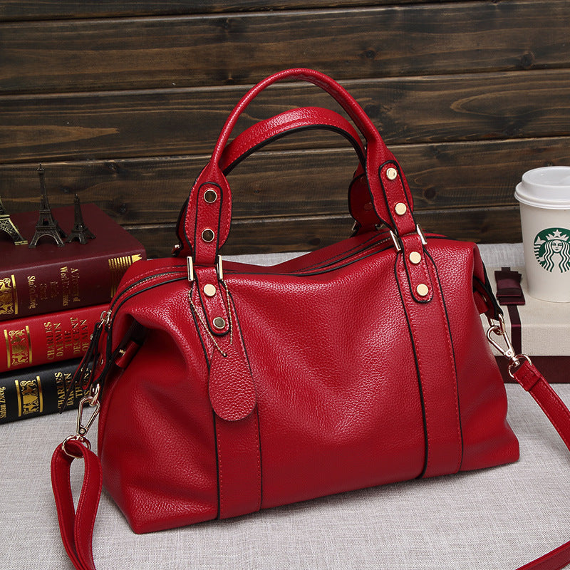 Women's Leather Boston Shoulder Bag