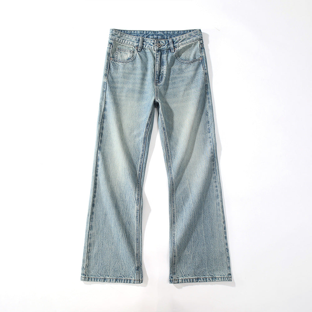 Light blue jeans on a white background