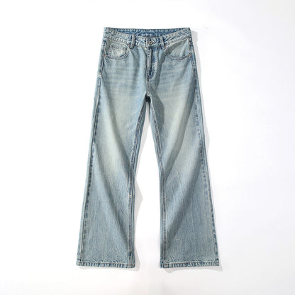 Light blue jeans on a white background